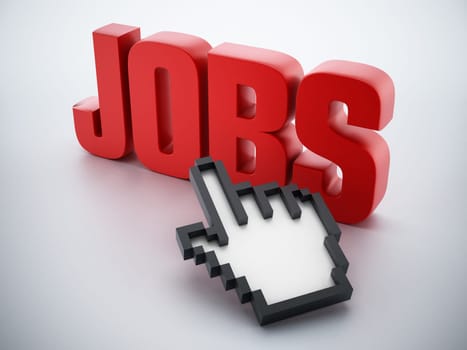 Hand cursor on red jobs word.