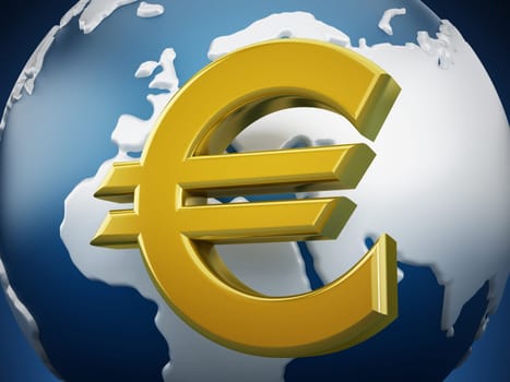 Gold dollar symbol around the globe