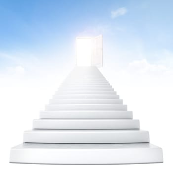 Stairs leading to bright open door