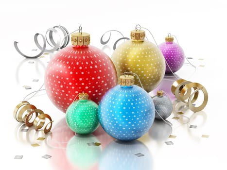 Christmas baubles isolated on white background.