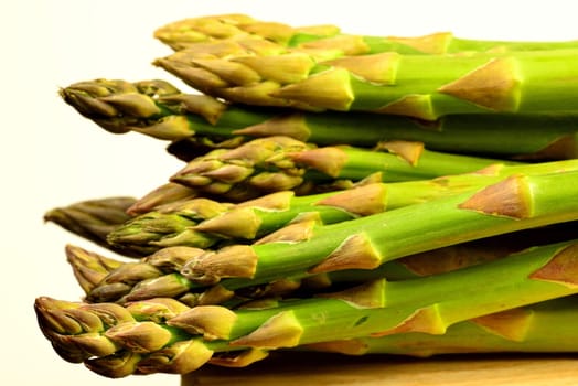 fresh green asparagus in a closeup