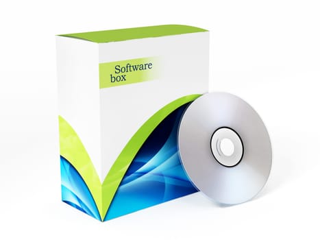 Software box and dvd isolated on white background.
