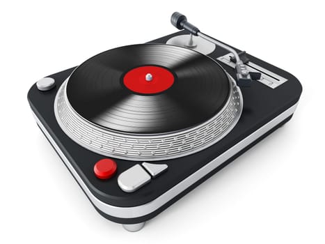 Vintage turntable isolated on white background