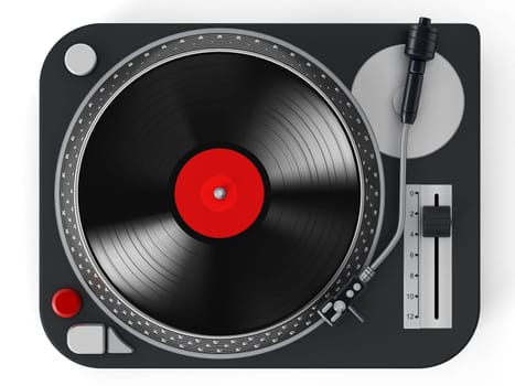 Vintage turntable isolated on white background