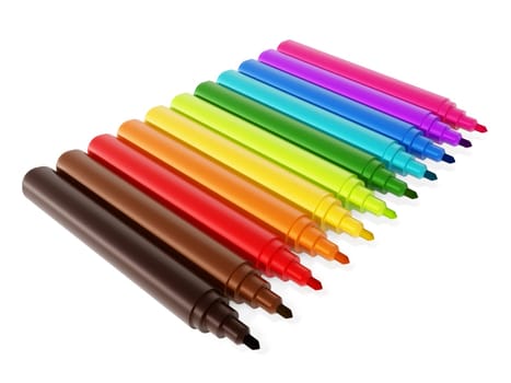 Color marker color pen set isolated on white background