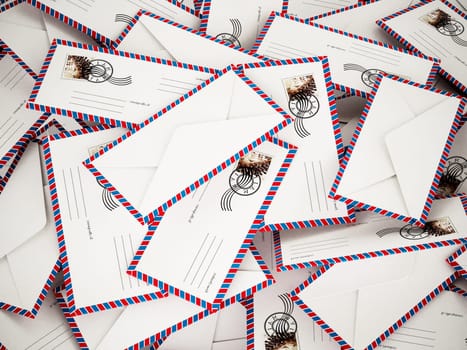 Stack of enveloppes. My own image used as stamp.