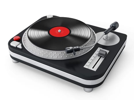 Vintage turntable isolated on white background