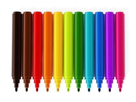 Color marker color pen set isolated on white background