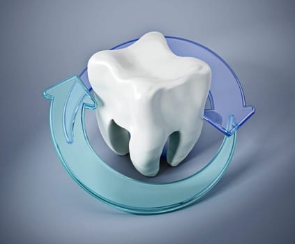 Turning arrows around the white tooth