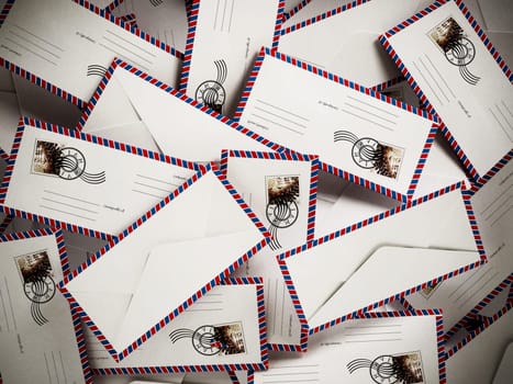 Stack of enveloppes. My own image used as stamp.