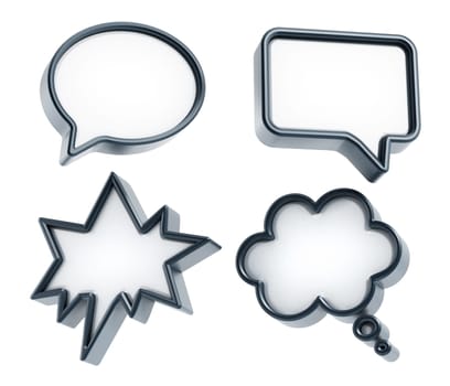 Speech balloons with various shapes isolated on white background