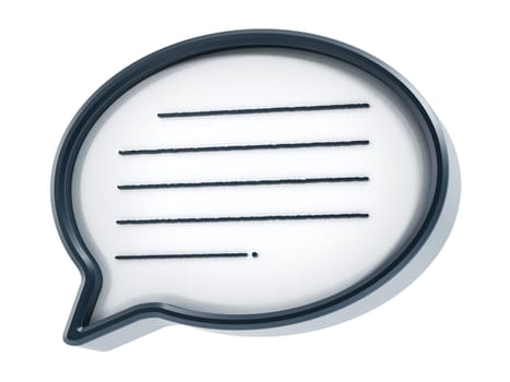 Speech balloon with lines isolated on white background