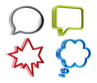 Speech balloons with various shapes isolated on white background