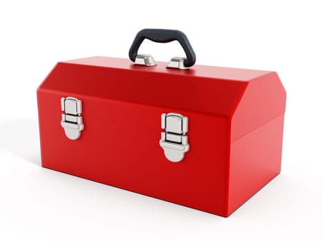 Red toolbox isolated on white background
