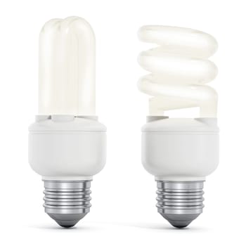 Fluorescent energy saving lightbulbs isolated on white background