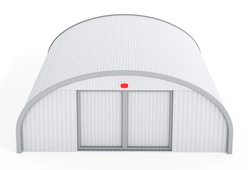 White airplane hangar isolated on white background