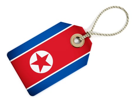 North Korea flag on isolated tag.