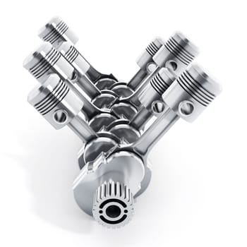 V6 engine isolated on white background