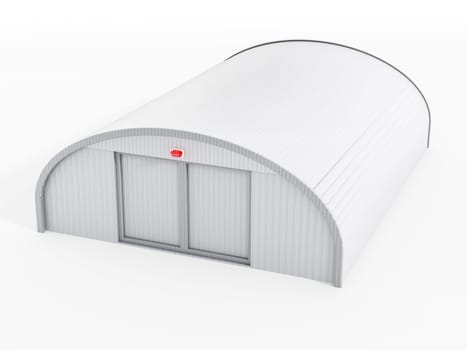White airplane hangar isolated on white background