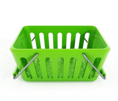 Empty shopping basket with percentage icon isolated on white background