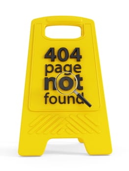 404 page not found text on warning sign