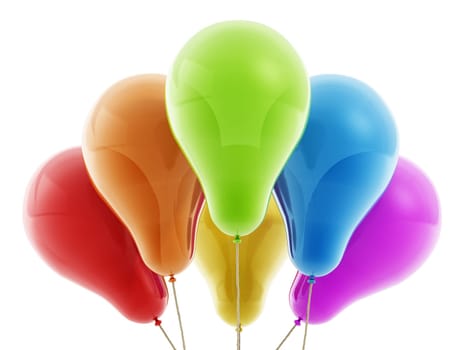 Multi colored decorative balloons isolated on white background