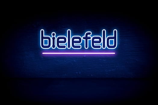 Bielefeld - blue neon announcement signboard