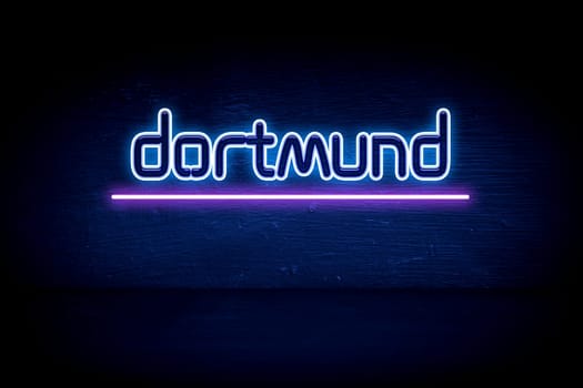 Dortmund - blue neon announcement signboard