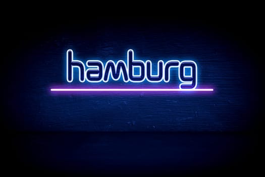 Hamburg - blue neon announcement signboard