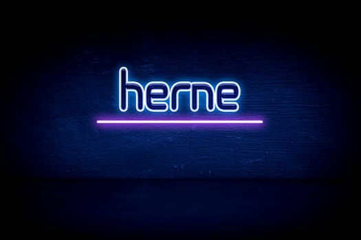 Herne - blue neon announcement signboard