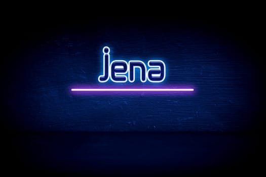 Jena - blue neon announcement signboard