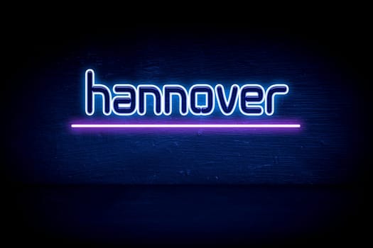 Hannover - blue neon announcement signboard