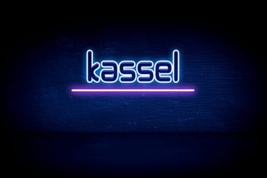 Kassel - blue neon announcement signboard
