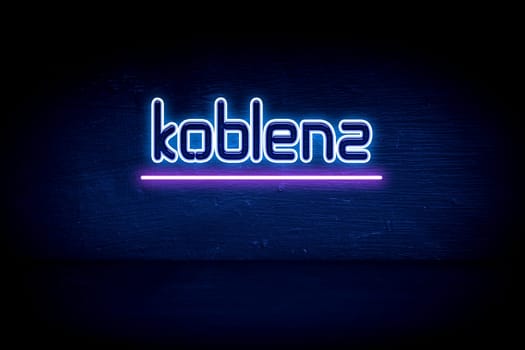 Koblenz - blue neon announcement signboard