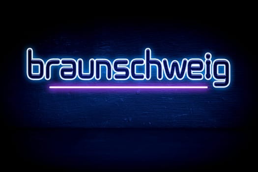 Braunschweig - blue neon announcement signboard
