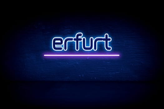 Erfurt - blue neon announcement signboard