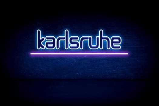 Karlsruhe - blue neon announcement signboard