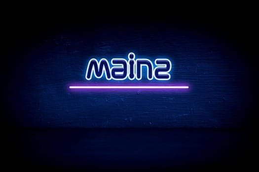 Mainz - blue neon announcement signboard