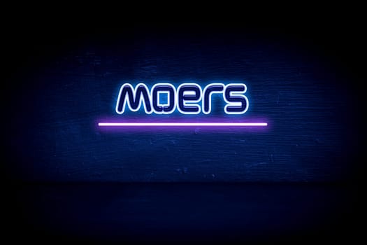 Moers - blue neon announcement signboard