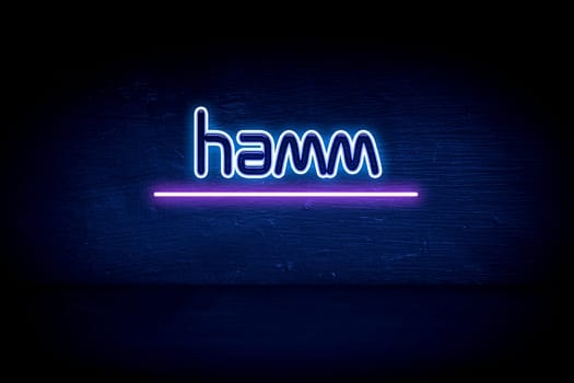 Hamm - blue neon announcement signboard