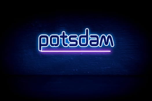 Potsdam - blue neon announcement signboard