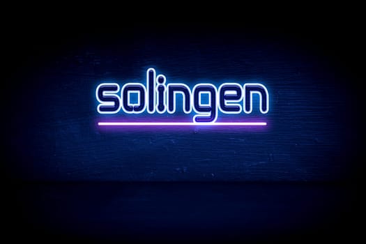 Solingen - blue neon announcement signboard