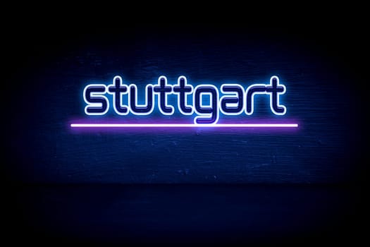 Stuttgart - blue neon announcement signboard