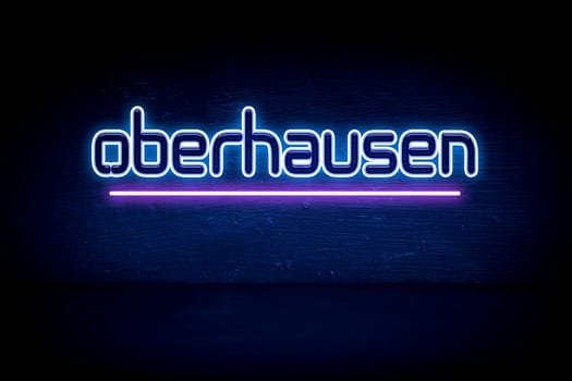 Oberhausen - blue neon announcement signboard