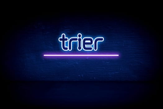 Trier - blue neon announcement signboard