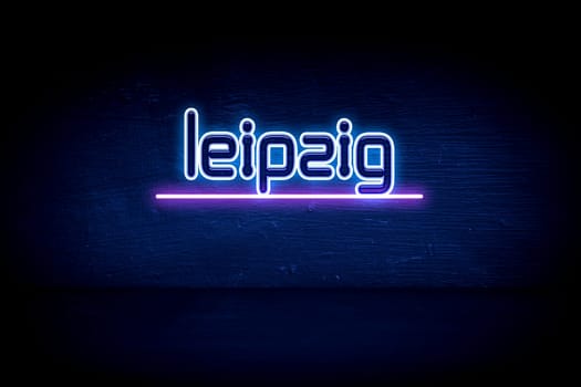 Leipzig - blue neon announcement signboard