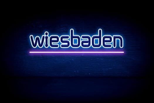 Wiesbaden - blue neon announcement signboard