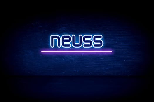 Neuss - blue neon announcement signboard