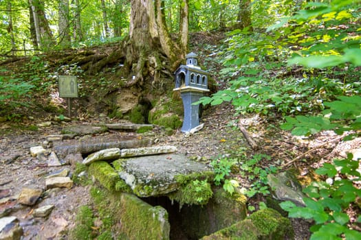 Neberdzhaevskaya, Russia - July 24, 2021: One of the sources of the complex of springs "Holy handle"" in the Krymsky district of the Krasnodar Territory, not far from the village of Neberdzhaevskaya"