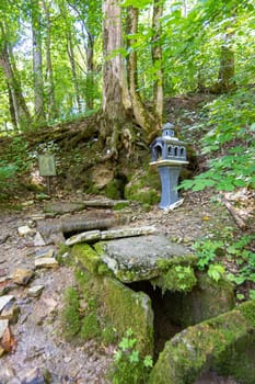 Neberdzhaevskaya, Russia - July 24, 2021: One of the sources of the complex of springs "Holy handle"" in the Krymsky district of the Krasnodar Territory, not far from the village of Neberdzhaevskaya"